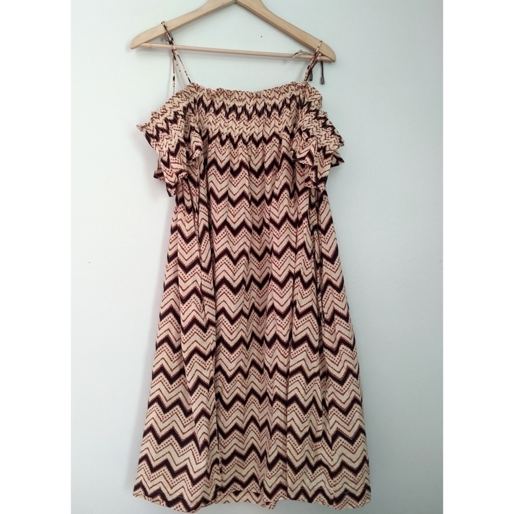 Anthro Stella Forest Chevron Tie Strap OffShoulder